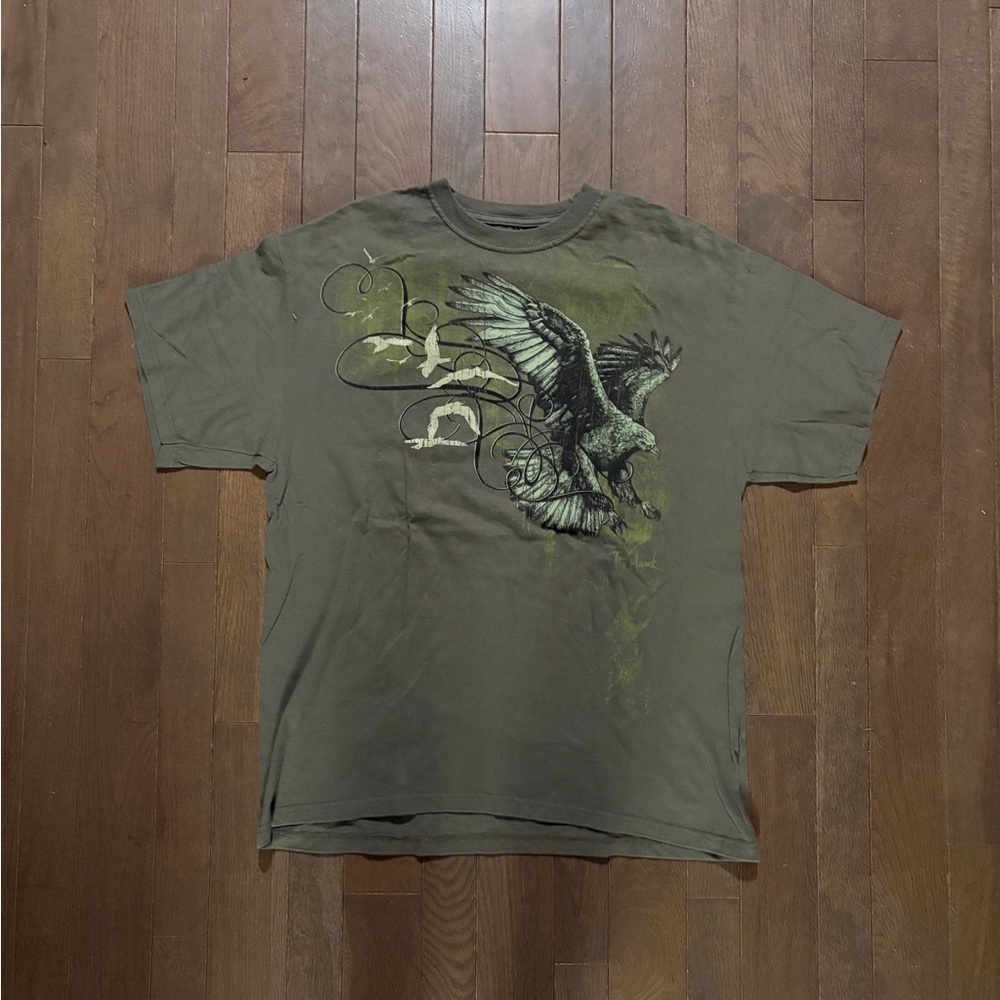 Tony Hawk Olive Green Crewneck Tee with Printed Neck Label